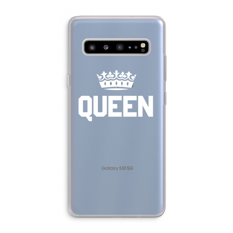 Queen zwart: Samsung Galaxy S10 5G Transparant Hoesje