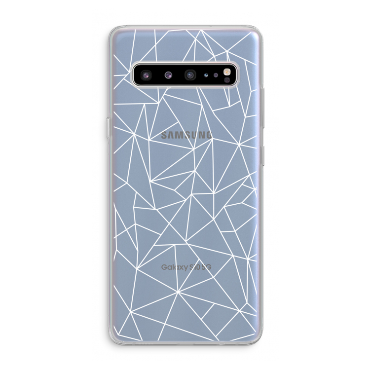 Geometrische lijnen wit: Samsung Galaxy S10 5G Transparant Hoesje