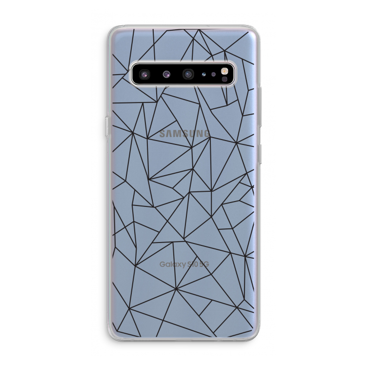 Geometrische lijnen zwart: Samsung Galaxy S10 5G Transparant Hoesje