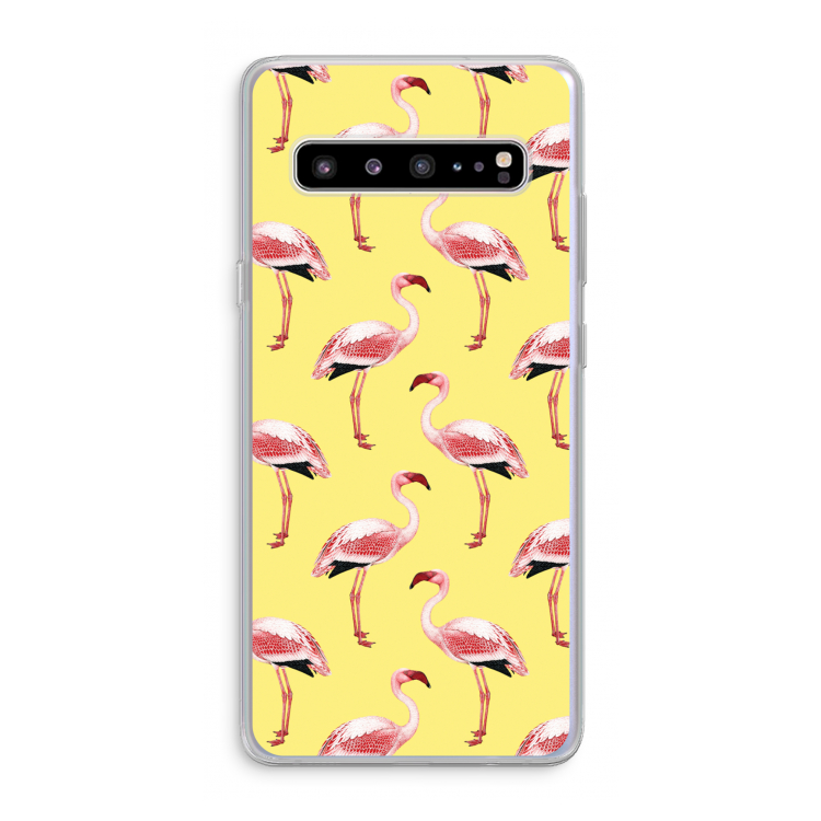 Flamingo's geel: Samsung Galaxy S10 5G Transparant Hoesje