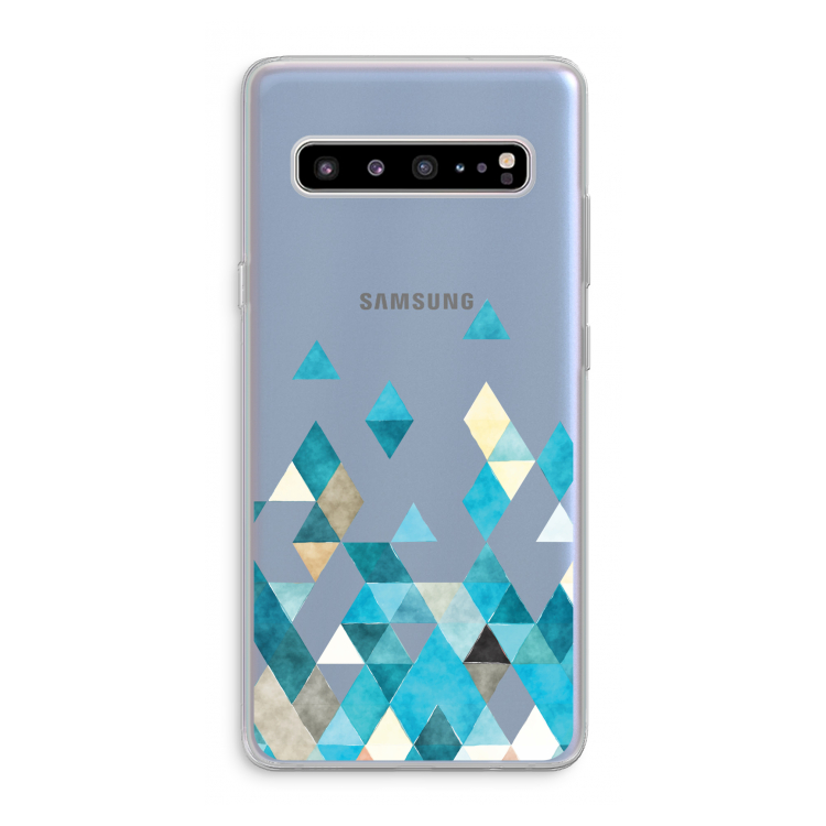 Gekleurde driehoekjes blauw: Samsung Galaxy S10 5G Transparant Hoesje