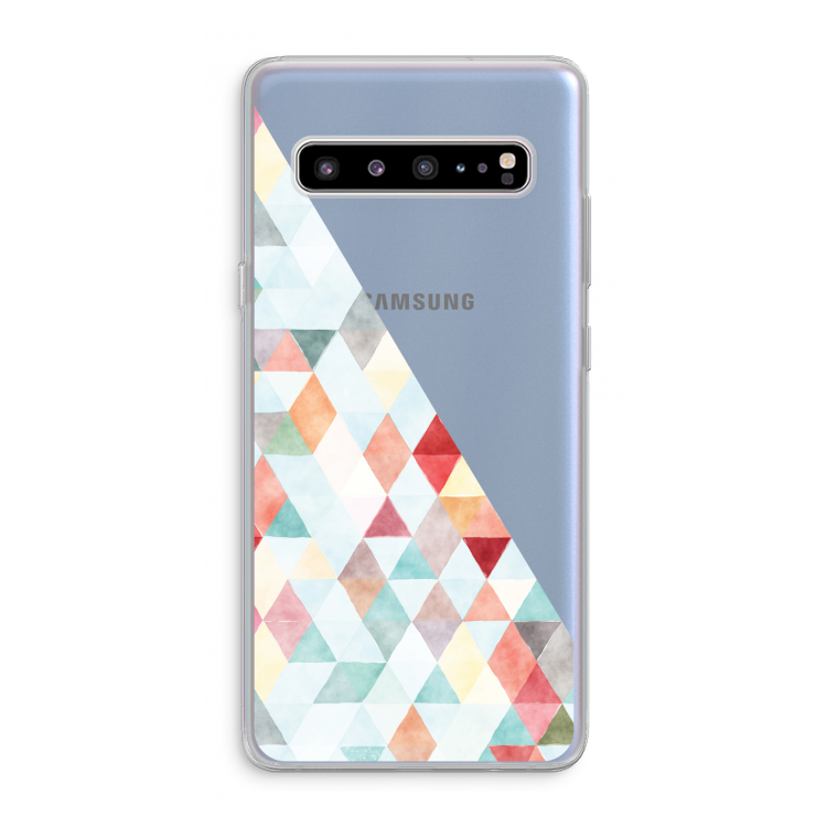 Gekleurde driehoekjes pastel: Samsung Galaxy S10 5G Transparant Hoesje