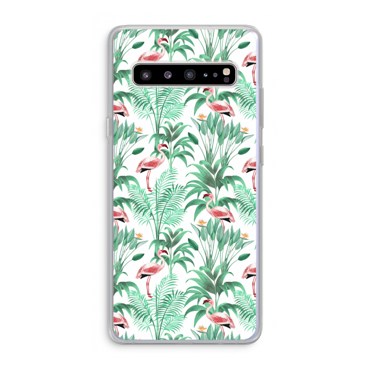 Flamingo bladeren: Samsung Galaxy S10 5G Transparant Hoesje
