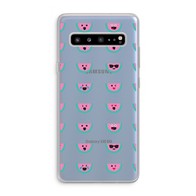 Smiley watermeloenprint: Samsung Galaxy S10 5G Transparant Hoesje