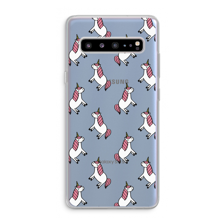 Eenhoorns overal: Samsung Galaxy S10 5G Transparant Hoesje