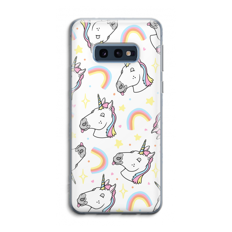 Rainbow Unicorn: Samsung Galaxy S10e Transparant Hoesje