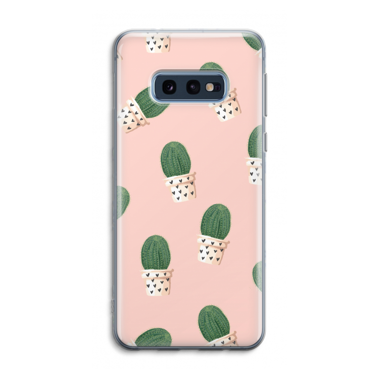 Cactusprint roze: Samsung Galaxy S10e Transparant Hoesje