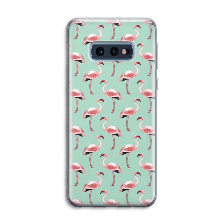 Flamingoprint groen: Samsung Galaxy S10e Transparant Hoesje