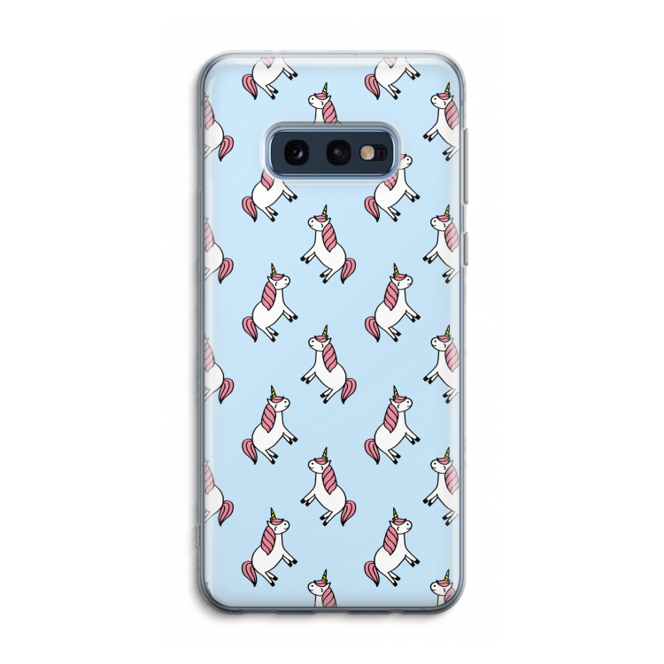 Eenhoorns overal: Samsung Galaxy S10e Transparant Hoesje