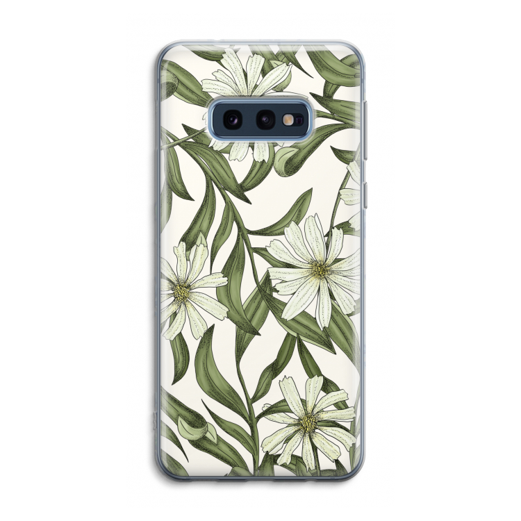 Wit bloemenpatroon: Samsung Galaxy S10e Transparant Hoesje