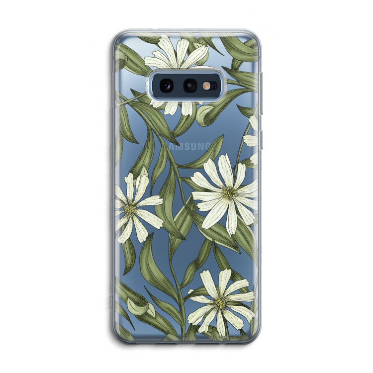 Wit bloemenpatroon: Samsung Galaxy S10e Transparant Hoesje