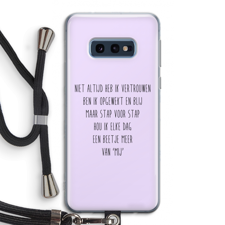 Zelfvertrouwen: Samsung Galaxy S10e Transparant Hoesje met koord