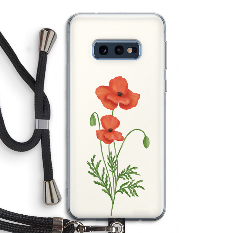 Red poppy: Samsung Galaxy S10e Transparant Hoesje met koord