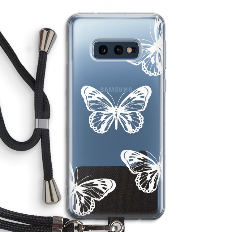 White butterfly: Samsung Galaxy S10e Transparant Hoesje met koord