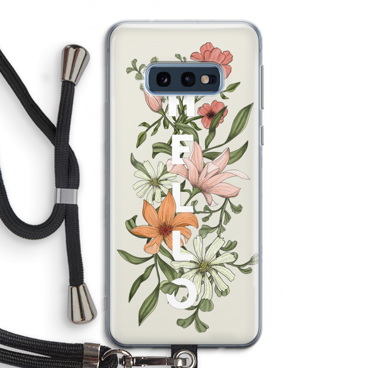 Hello bloemen: Samsung Galaxy S10e Transparant Hoesje met koord