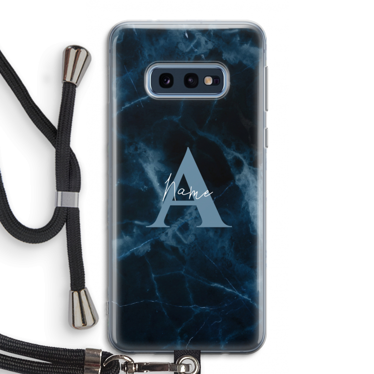 Midnight Marble: Samsung Galaxy S10e Transparant Hoesje met koord