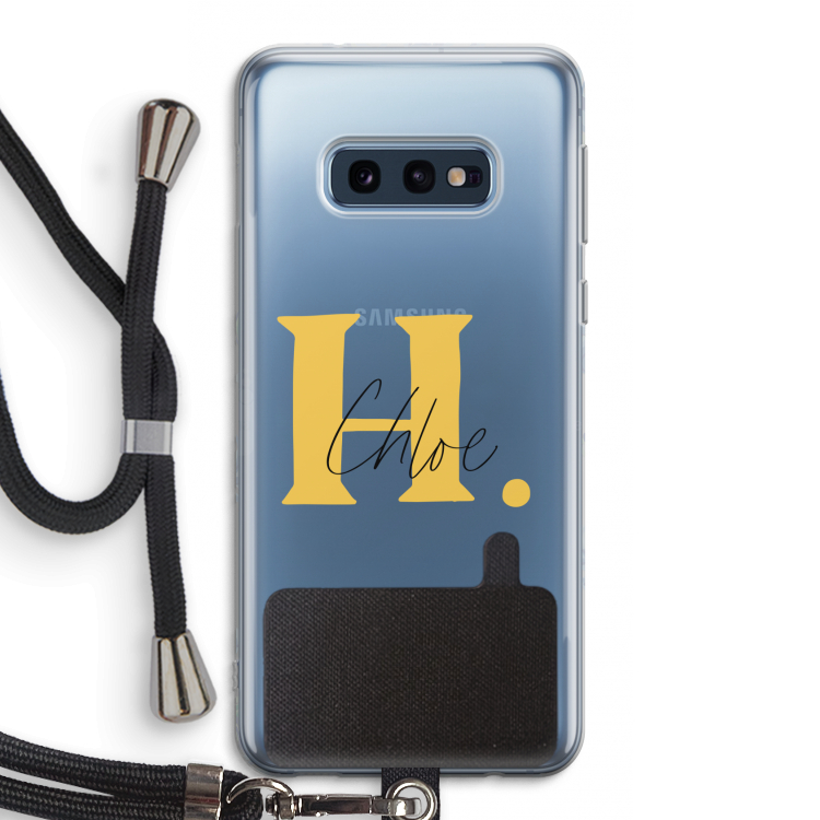 Amber Script: Samsung Galaxy S10e Transparant Hoesje met koord
