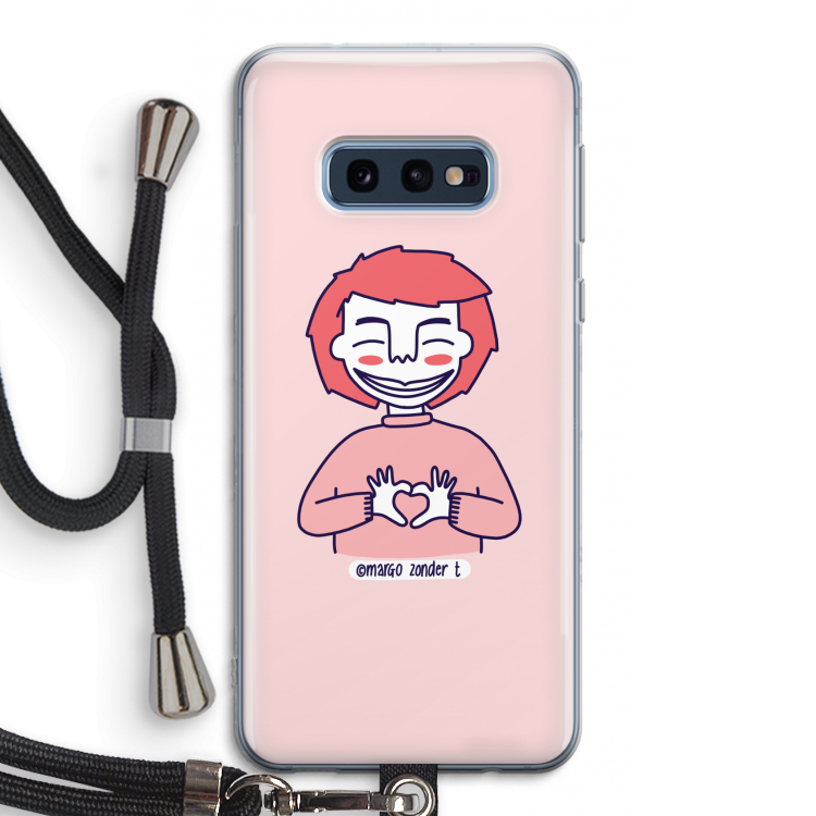 Hartje: Samsung Galaxy S10e Transparant Hoesje met koord