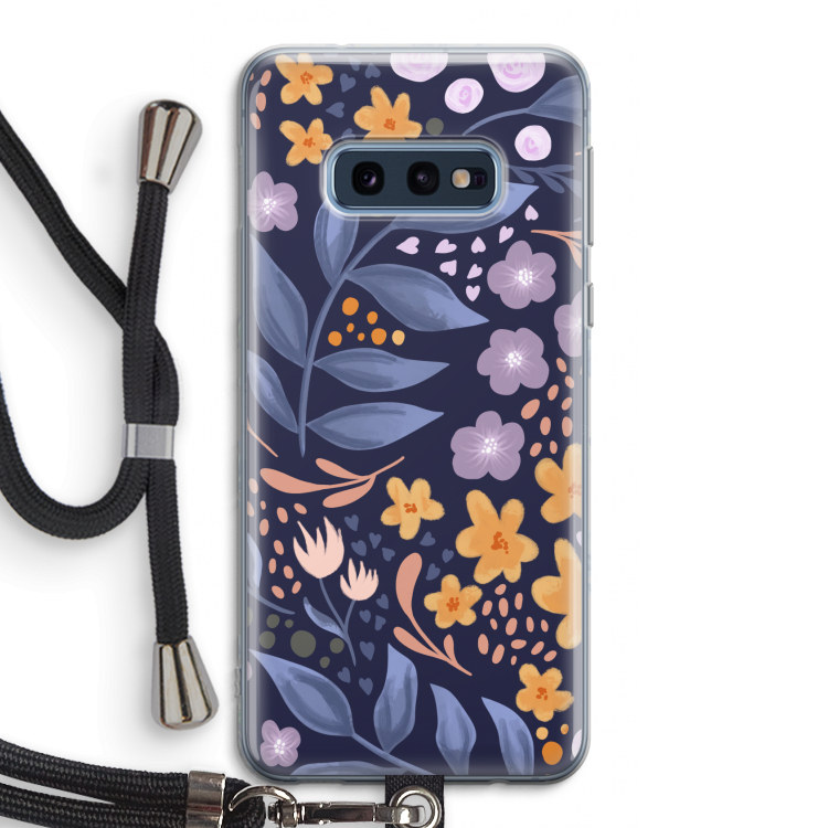 Flowers with blue leaves: Samsung Galaxy S10e Transparant Hoesje met koord