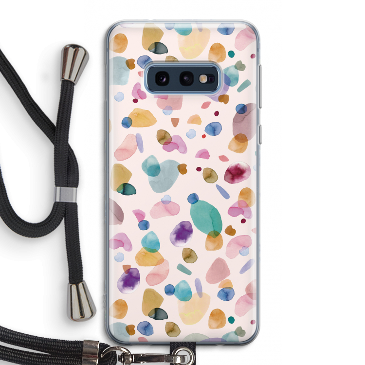 Terrazzo Memphis Pink: Samsung Galaxy S10e Transparant Hoesje met koord
