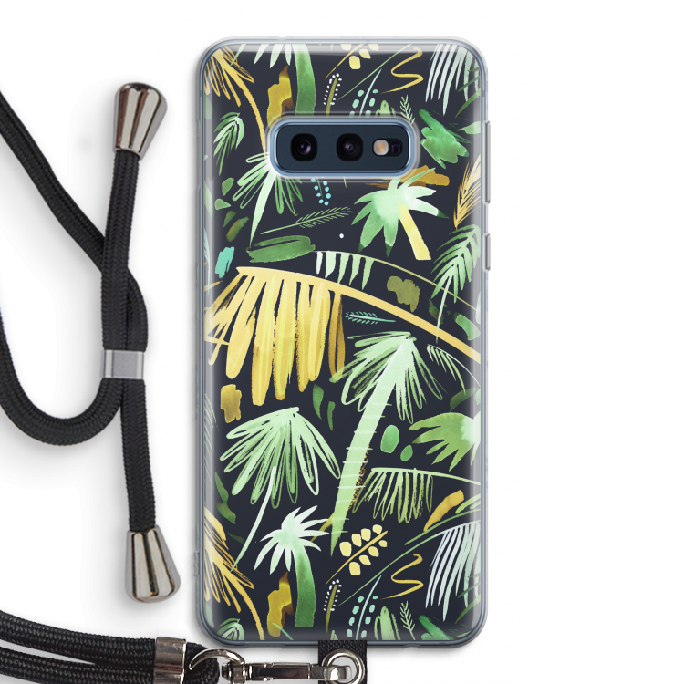 Tropical Palms Dark: Samsung Galaxy S10e Transparant Hoesje met koord