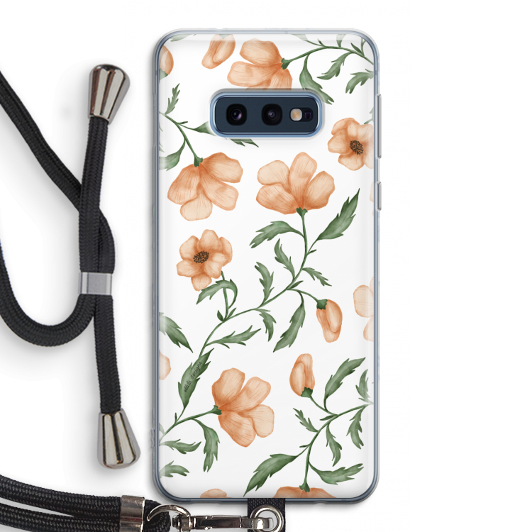 Peachy flowers: Samsung Galaxy S10e Transparant Hoesje met koord