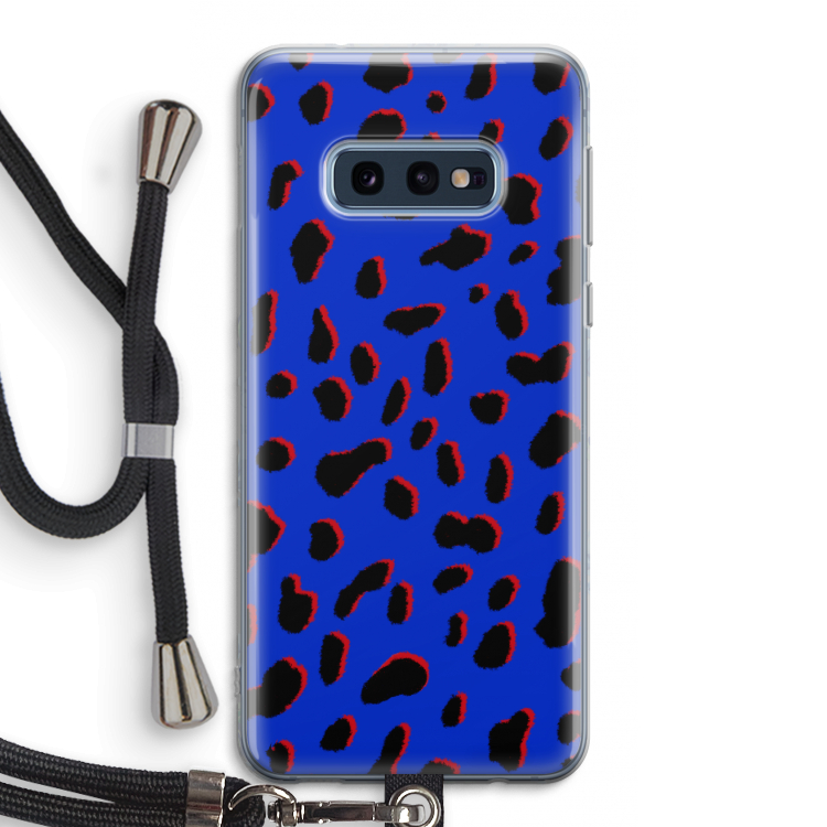 Blue Leopard: Samsung Galaxy S10e Transparant Hoesje met koord
