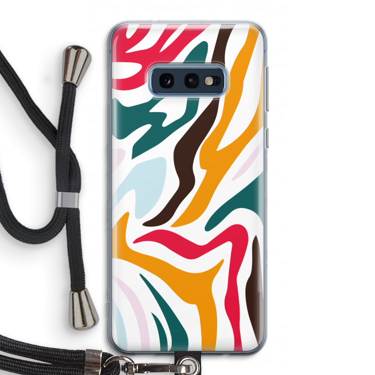 Colored Zebra: Samsung Galaxy S10e Transparant Hoesje met koord
