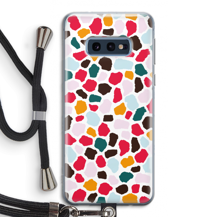 Colored Giraffe: Samsung Galaxy S10e Transparant Hoesje met koord
