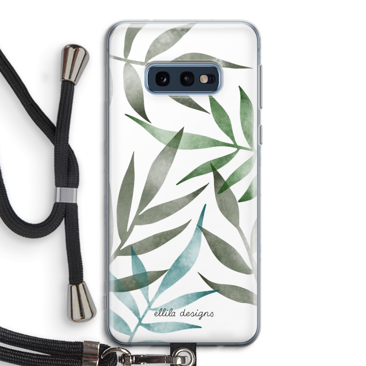 Tropical watercolor leaves: Samsung Galaxy S10e Transparant Hoesje met koord