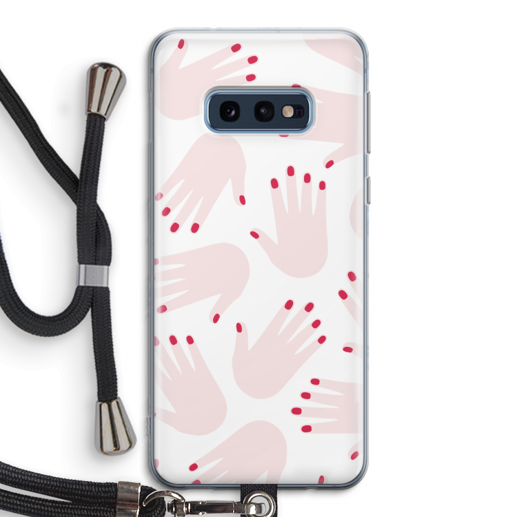 Hands pink: Samsung Galaxy S10e Transparant Hoesje met koord