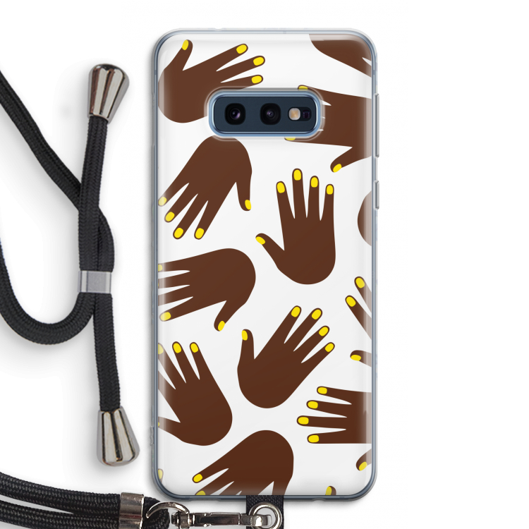 Hands dark: Samsung Galaxy S10e Transparant Hoesje met koord