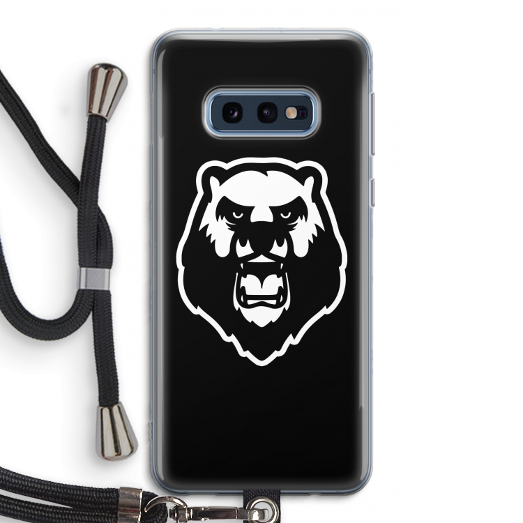 Angry Bear (black): Samsung Galaxy S10e Transparant Hoesje met koord