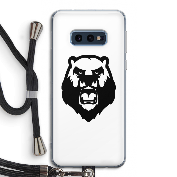 Angry Bear (white): Samsung Galaxy S10e Transparant Hoesje met koord