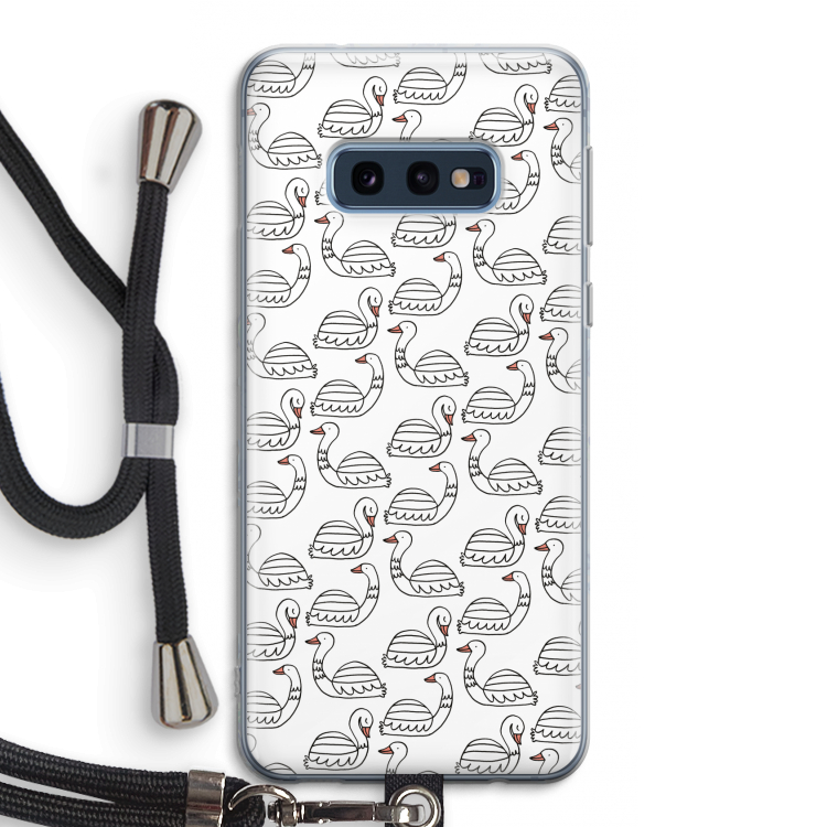 Zwanen: Samsung Galaxy S10e Transparant Hoesje met koord