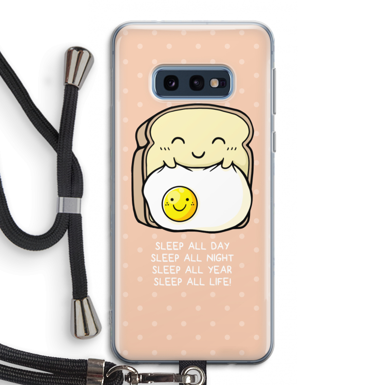 Sleep All Day: Samsung Galaxy S10e Transparant Hoesje met koord