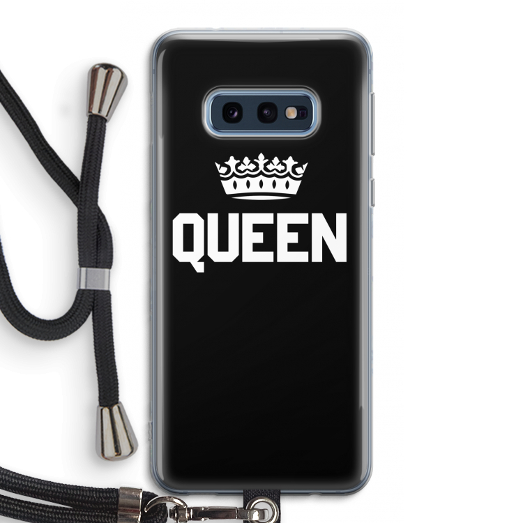 Queen zwart: Samsung Galaxy S10e Transparant Hoesje met koord