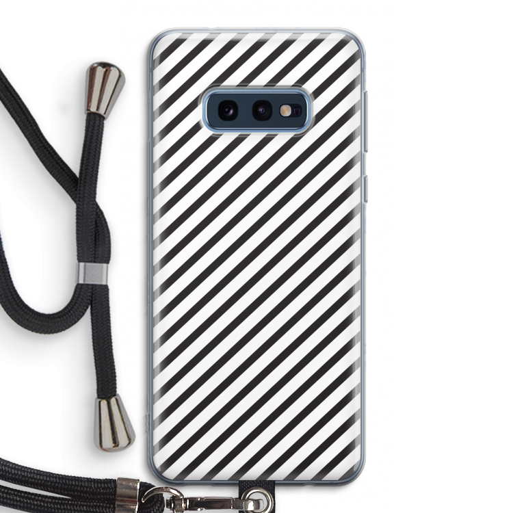 Strepen zwart-wit: Samsung Galaxy S10e Transparant Hoesje met koord