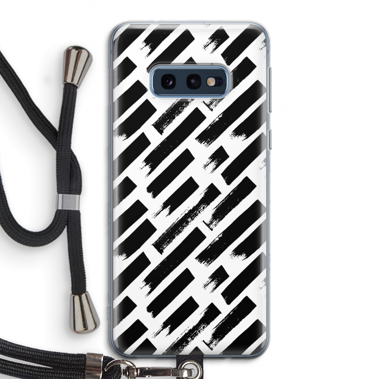 Zwarte vegen: Samsung Galaxy S10e Transparant Hoesje met koord