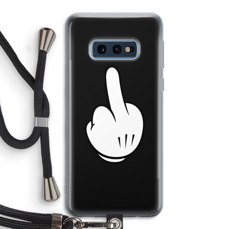 Middle finger black: Samsung Galaxy S10e Transparant Hoesje met koord