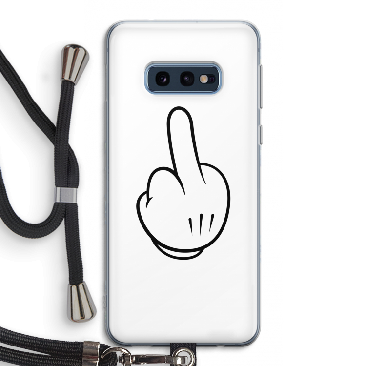 Middle finger white: Samsung Galaxy S10e Transparant Hoesje met koord