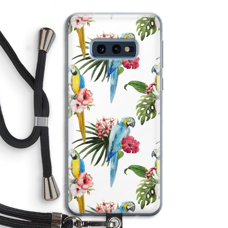 Kleurrijke papegaaien: Samsung Galaxy S10e Transparant Hoesje met koord