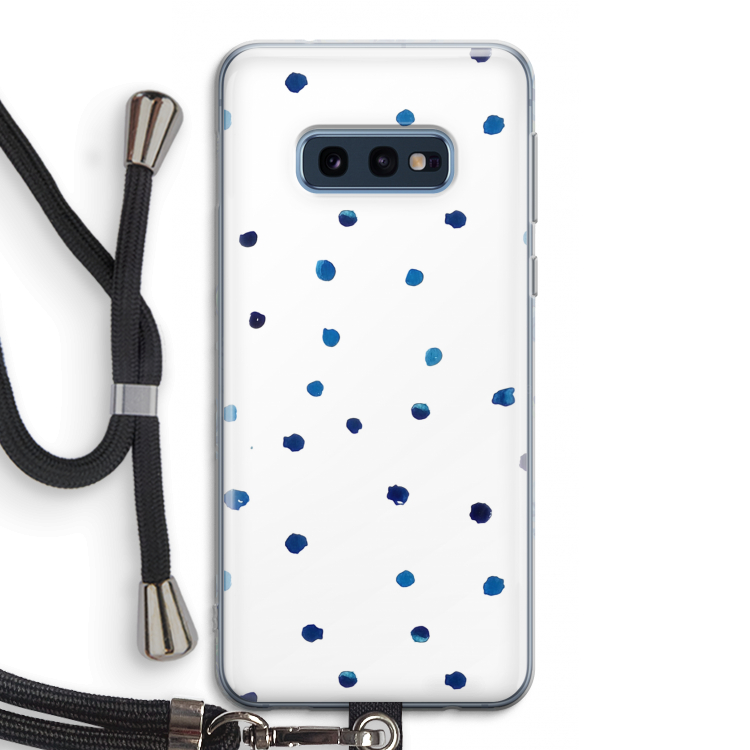 Blauwe stippen: Samsung Galaxy S10e Transparant Hoesje met koord