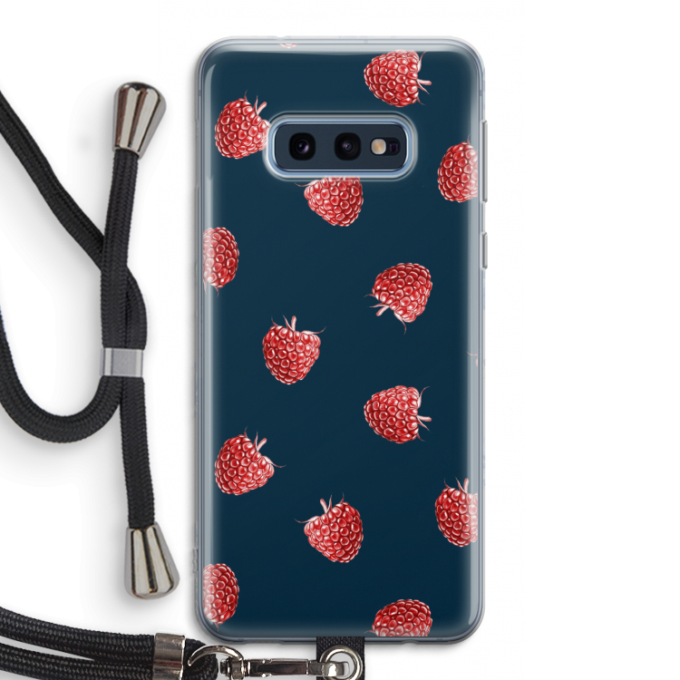 Framboosjes: Samsung Galaxy S10e Transparant Hoesje met koord