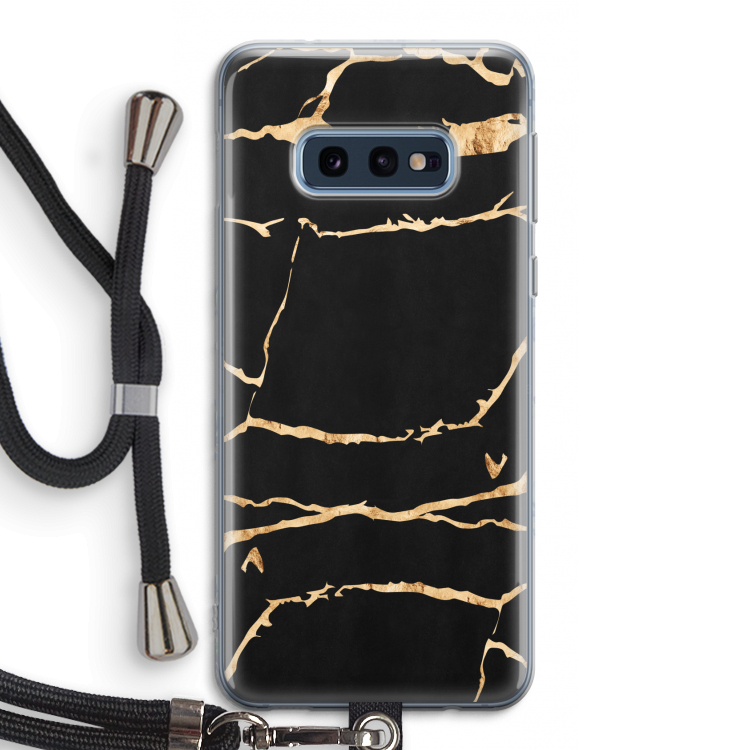 Gouden marmer: Samsung Galaxy S10e Transparant Hoesje met koord