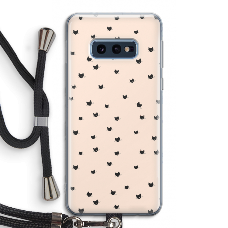 Kleine kattenkopjes: Samsung Galaxy S10e Transparant Hoesje met koord
