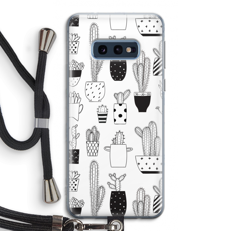 Cactusmotief: Samsung Galaxy S10e Transparant Hoesje met koord