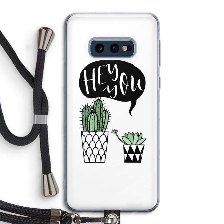 Hey you cactus: Samsung Galaxy S10e Transparant Hoesje met koord