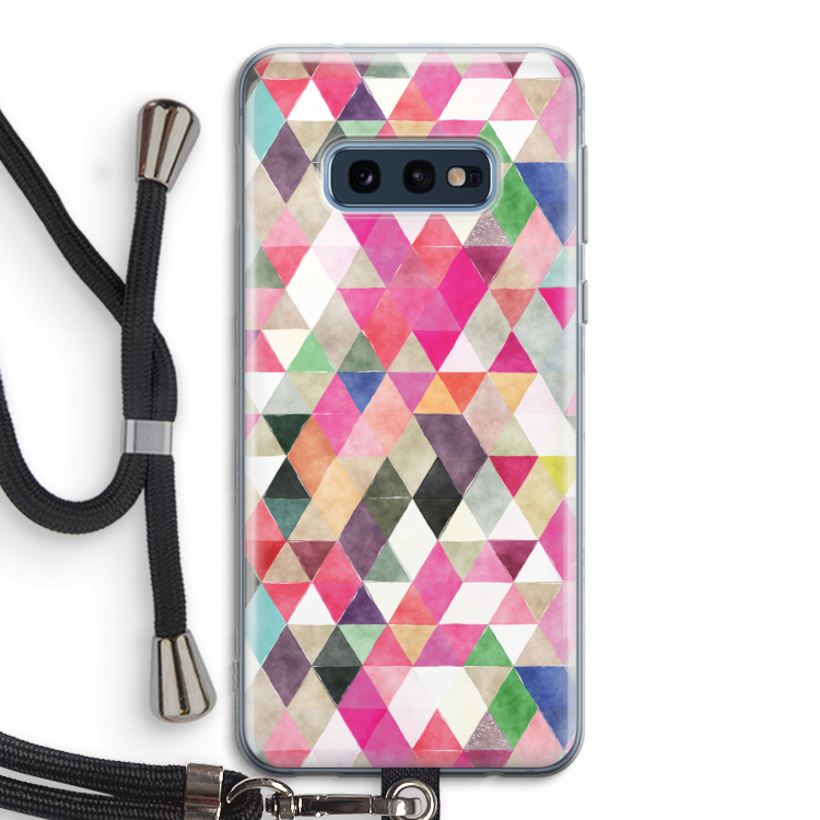 Gekleurde driehoekjes: Samsung Galaxy S10e Transparant Hoesje met koord