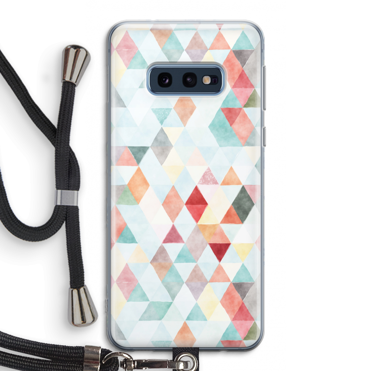 Gekleurde driehoekjes pastel: Samsung Galaxy S10e Transparant Hoesje met koord